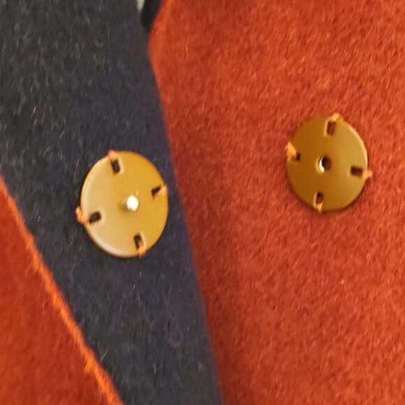 NAERSI Wool Coat | Soft Unstructured Comfort | Color-Block Rust & Navy - Picture 9 of 15